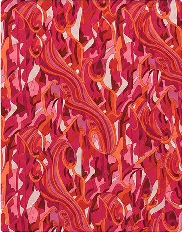 Coral Red Abstract Waves poly-cotton, print close up