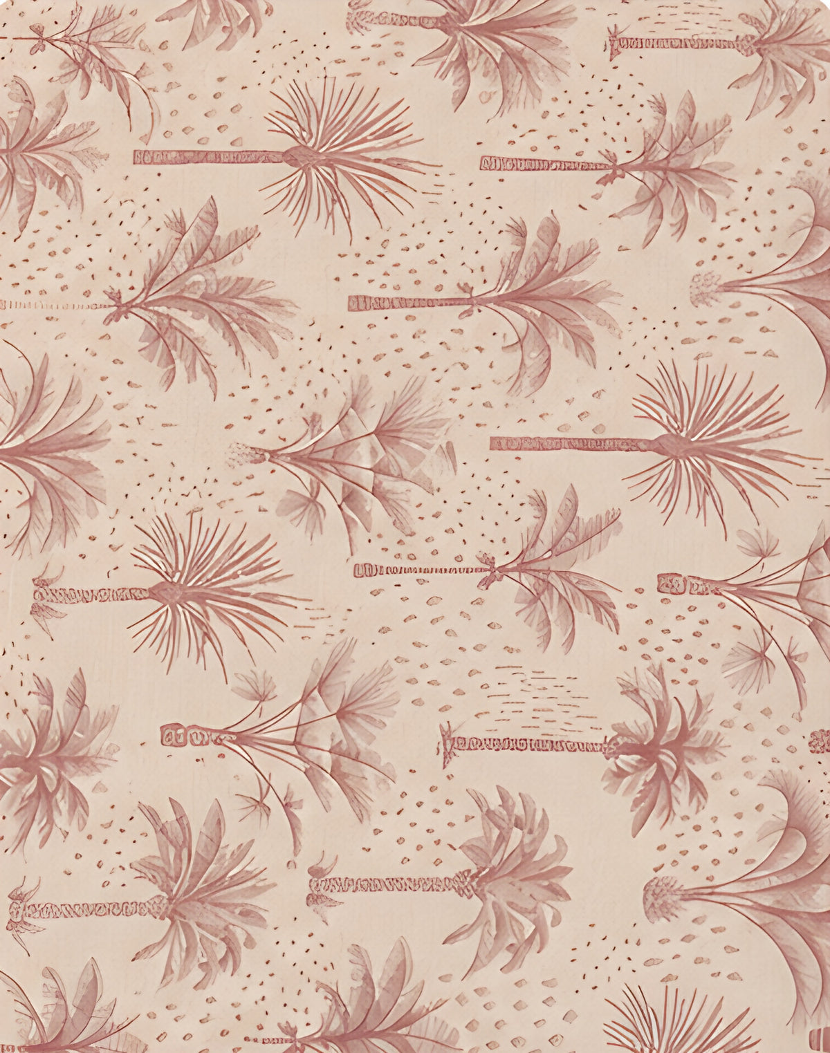 Dusty Rose Palm Trees poly-cotton, print close up