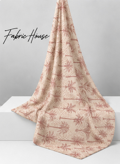 Dusty Rose Palm Trees poly-cotton draped to show fall