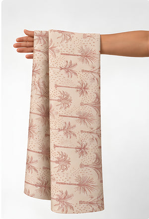 Dusty Rose Palm Trees poly-cotton held in hand for scale