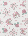 Pale Pink Butterfly Sketches poly-cotton, print close up