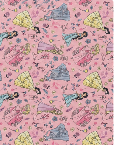 Pink Whimsical Garden poly-cotton, print close up
