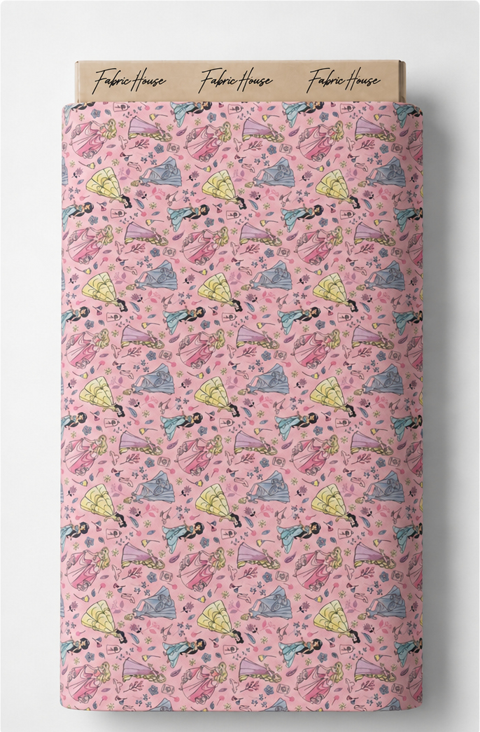 Pink Whimsical Garden poly-cotton full roll