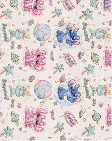 Pastel Floral Illustrations poly-cotton, print close up