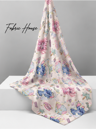 Pastel Floral Illustrations poly-cotton draped to show fall