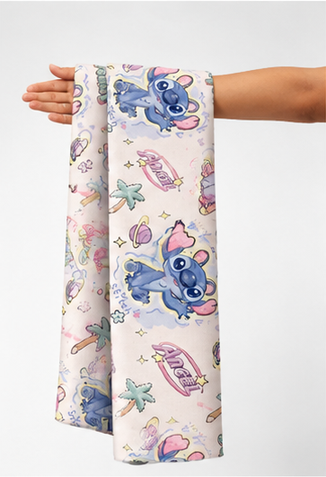 Pastel Floral Illustrations poly-cotton held in hand for scale