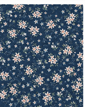 Navy Blue Mini Daisies poly-cotton, print close up