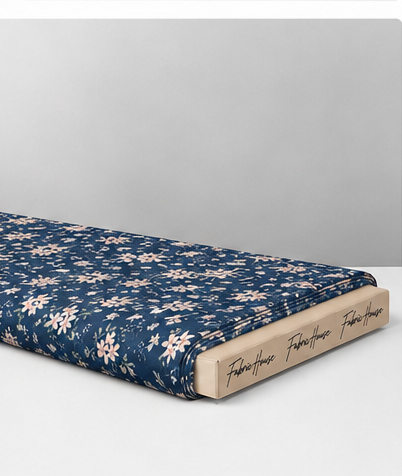 Navy Blue Mini Daisies poly-cotton folded