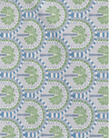 Blue Sage Ornamental Medallions poly-cotton, print close up