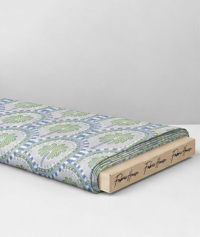 Blue Sage Ornamental Medallions poly-cotton folded