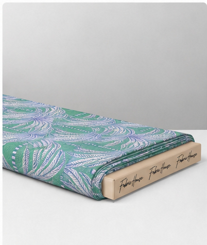 Teal Lavender Flowing Leaves poly-cotton folded