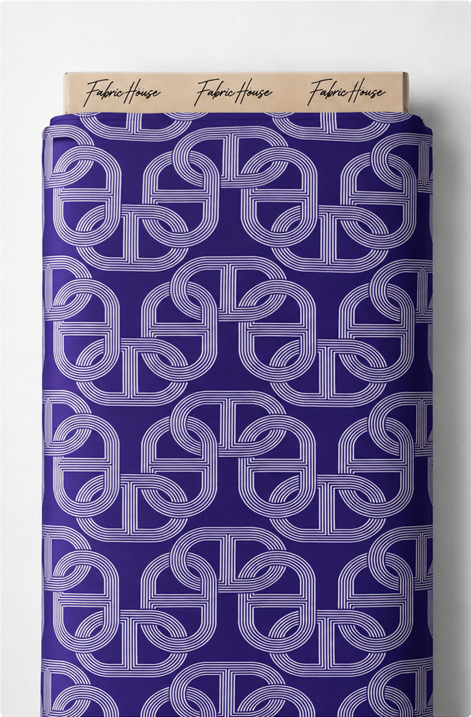 Violet Geometric Loops poly-cotton full roll