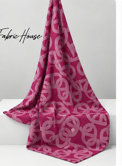 Magenta Geometric Loops poly-cotton draped to show fall