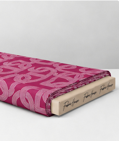 Magenta Geometric Loops poly-cotton folded