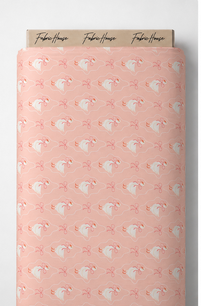 Peach Tiny Moon Motifs poly-cotton full roll