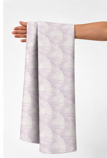 Pale Lilac Abstract Petals poly-cotton held in hand for scale
