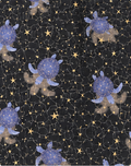 Midnight Violet Floral Stars poly-cotton, print close up