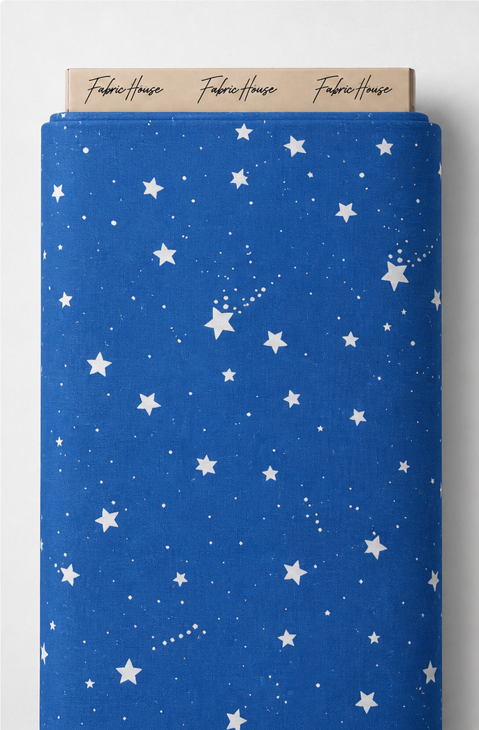 Royal Blue Starry Sky poly-cotton full roll