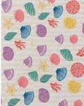 Pastel Rainbow Seashells poly-cotton, print close up