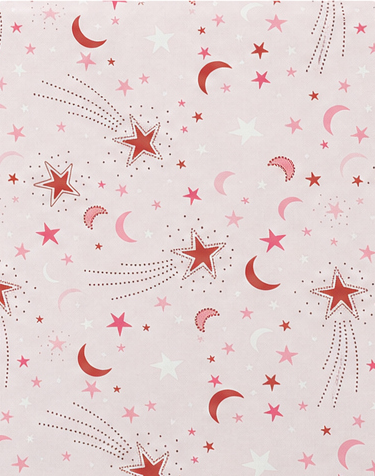 Pink Celestial Moons poly-cotton, print close up