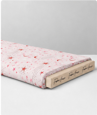 Pink Celestial Moons poly-cotton folded