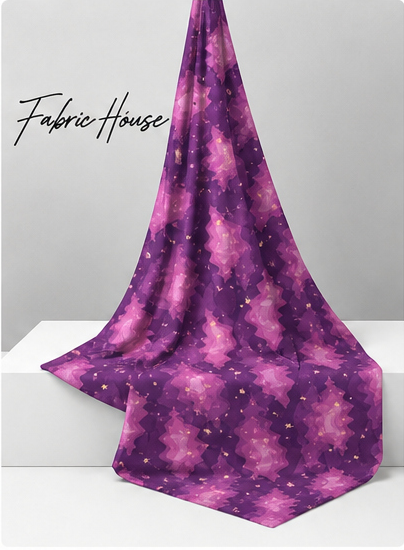 Purple Cosmic Nebula poly-cotton draped to show fall