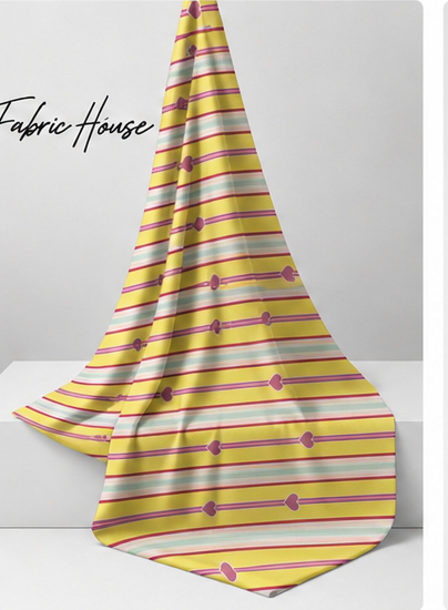 Pastel Rainbow Stripes poly-cotton draped to show fall