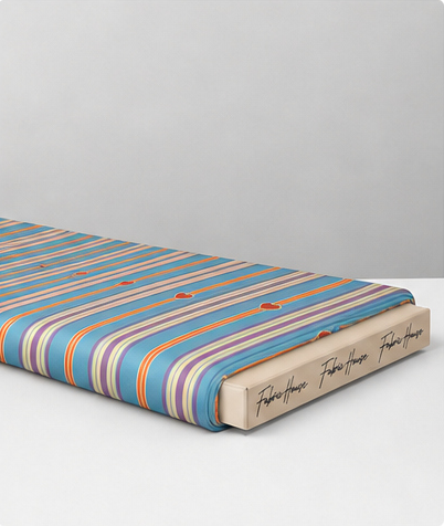 Blue Coral Stripes poly-cotton folded