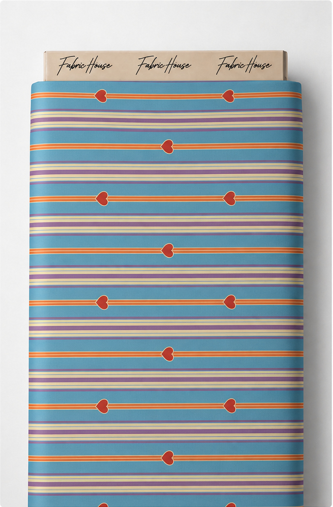 Blue Coral Stripes poly-cotton full roll
