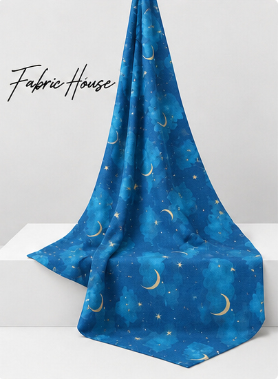 Ocean Blue Abstract Texture poly-cotton draped to show fall