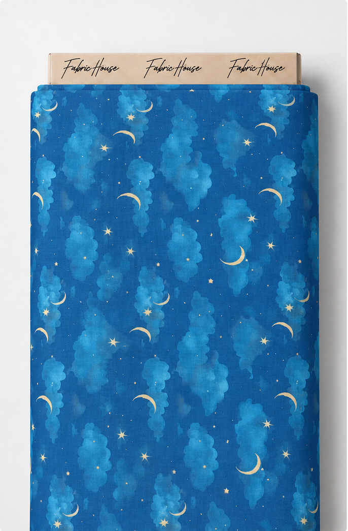 Ocean Blue Abstract Texture poly-cotton full roll