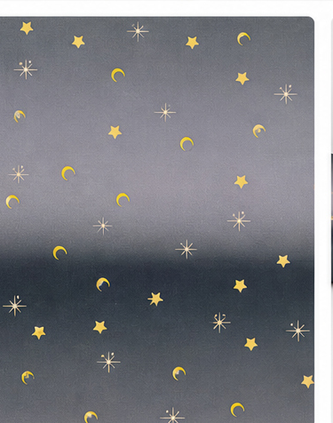Charcoal Golden Star Dust poly-cotton, print close up