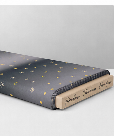 Charcoal Golden Star Dust poly-cotton folded