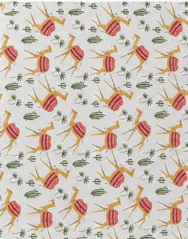 Cream Colorful Botanical Sprigs poly-cotton, print close up