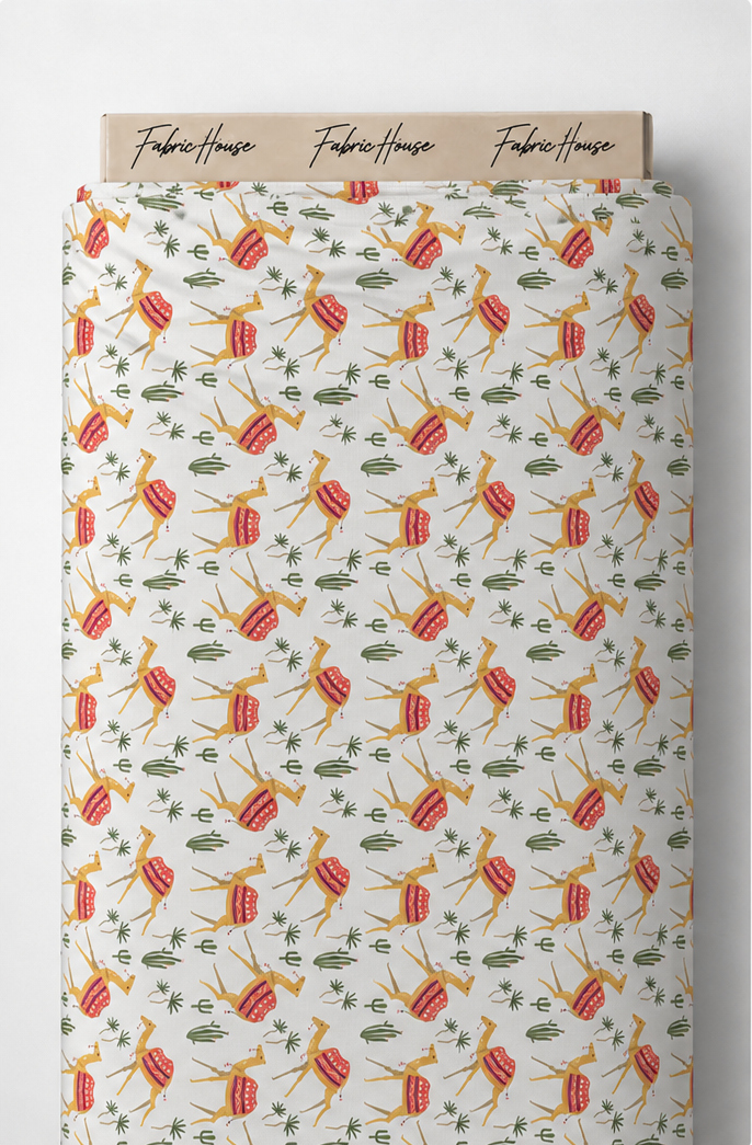 Cream Colorful Botanical Sprigs poly-cotton full roll
