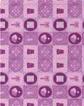 Purple Retro Patchwork poly-cotton, print close up