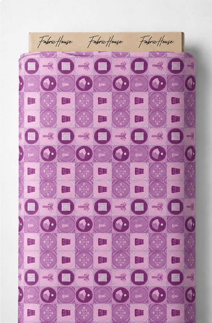 Purple Retro Patchwork poly-cotton full roll