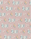Blush Pink Mini Floral Tiles poly-cotton, print close up