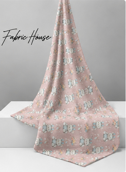Blush Pink Mini Floral Tiles poly-cotton draped to show fall