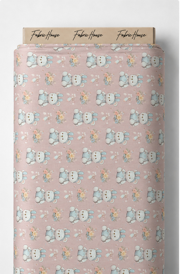 Blush Pink Mini Floral Tiles poly-cotton full roll