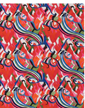 Red Multicolor Abstract Ribbons poly-cotton, print close up