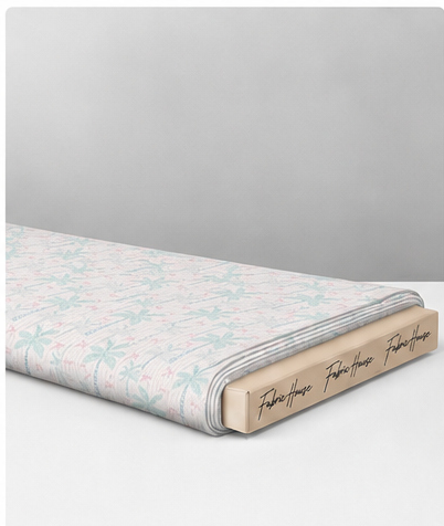 Ivory Mint Delicate Branches poly-cotton folded