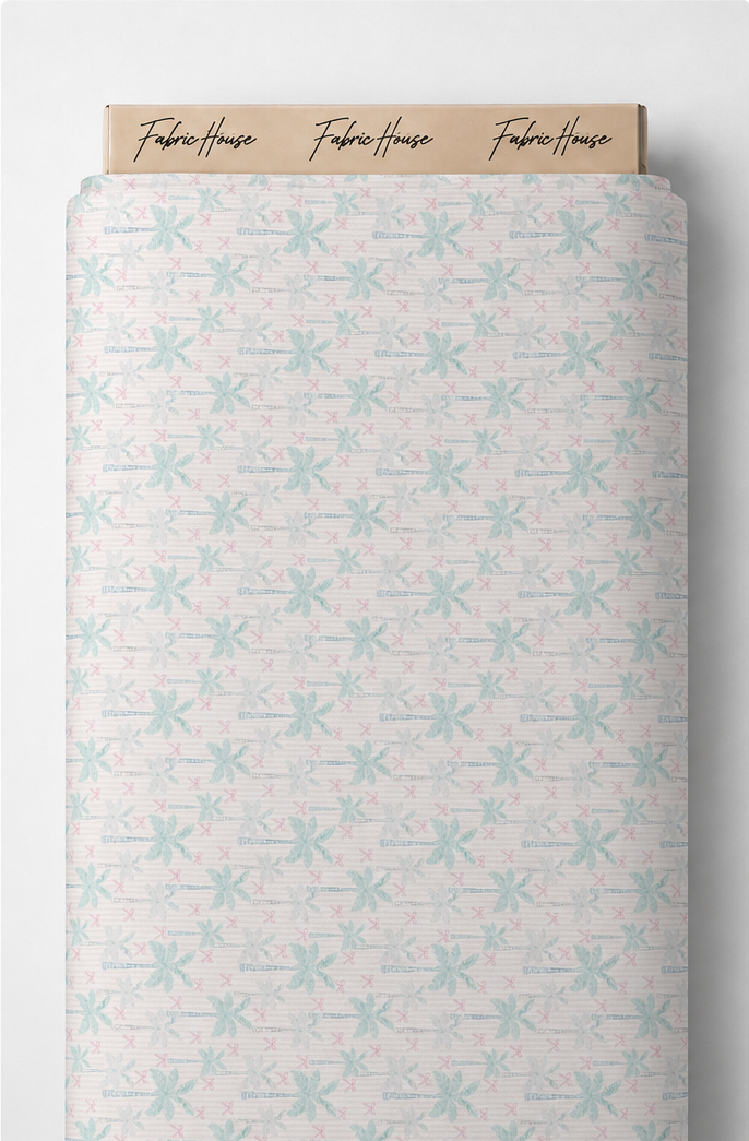 Ivory Mint Delicate Branches poly-cotton full roll