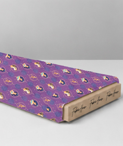 Purple Playful Fish Motifs poly-cotton folded
