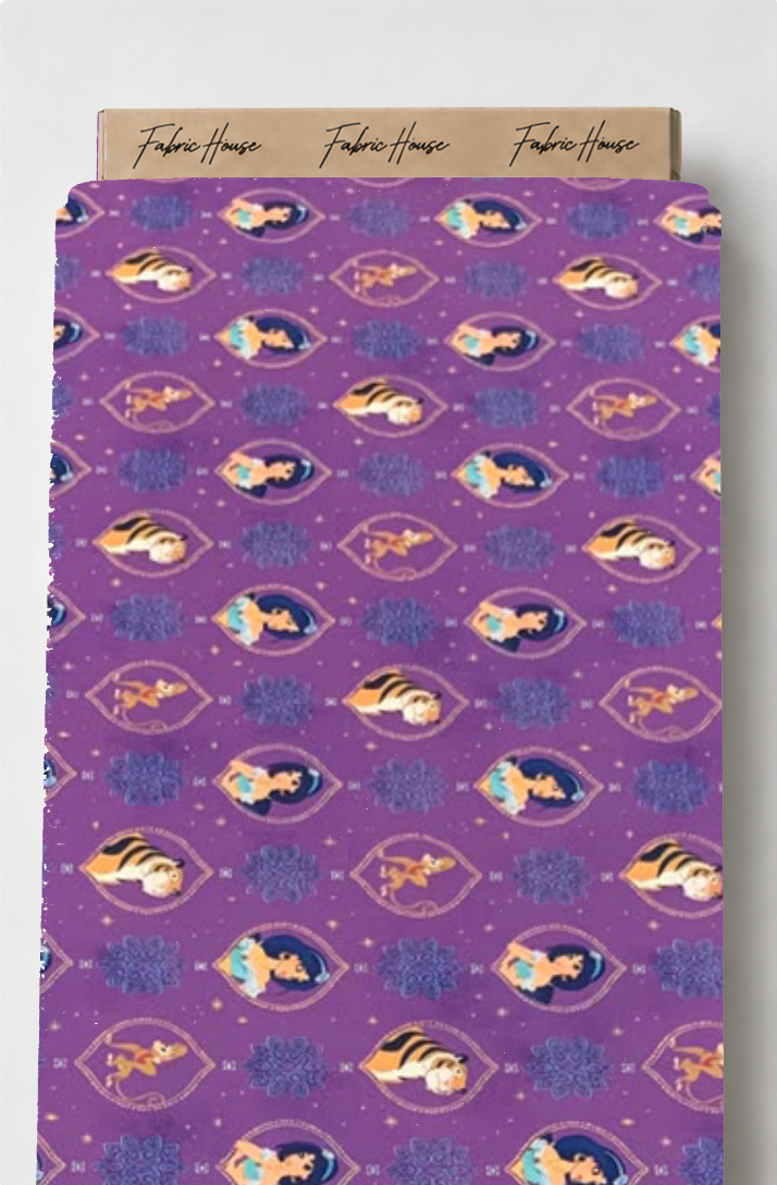 Purple Playful Fish Motifs poly-cotton full roll