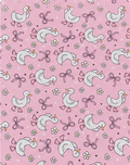 Pink Whimsical Unicorns poly-cotton, print close up