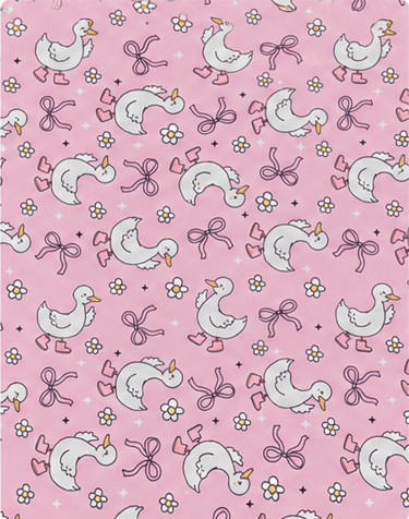 Pink Whimsical Unicorns poly-cotton, print close up