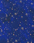 Deep Blue Golden Starfield poly-cotton, print close up