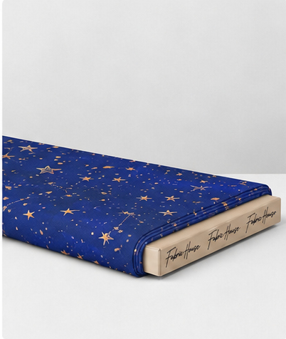Deep Blue Golden Starfield poly-cotton folded