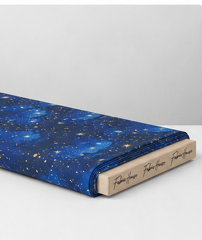 Galaxy Blue Nebula Print poly-cotton folded